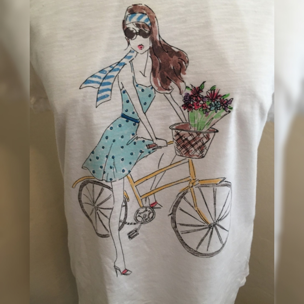 Sweet Summer Girl on a Bike Cotton Tee